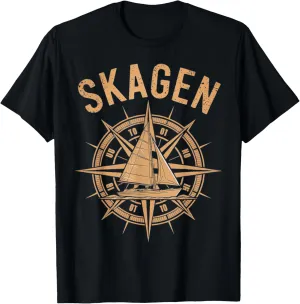Denmark Beach City Travel Skagen Anchor Wave T-Shirt