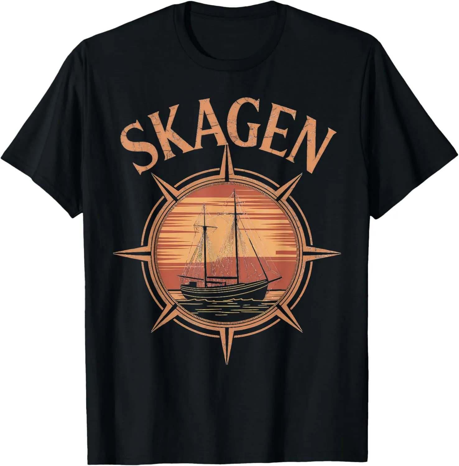 Denmark Beach City Travel Skagen Anchor Wave T-Shirt