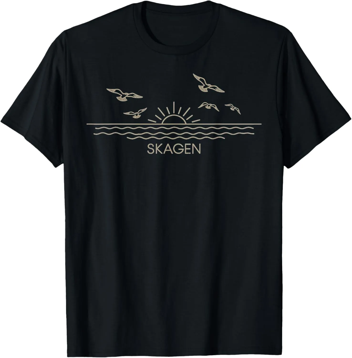 Denmark Beach City Travel Skagen Anchor Wave T-Shirt