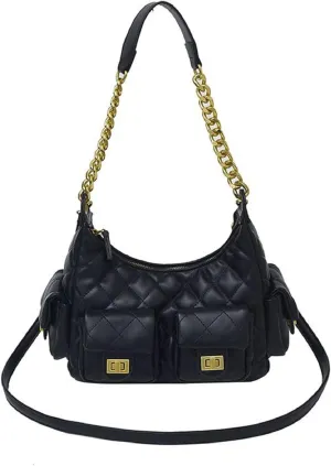 Diamond chain bags female niche design shoulder messenger handbags motorcycle bag casual underarm purses