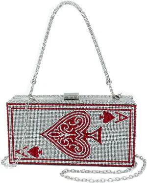 Diamond Sliver Crystal Evening Bag Rhinestone Bling Money Purses Poker Card Handbags Clutch For Party.