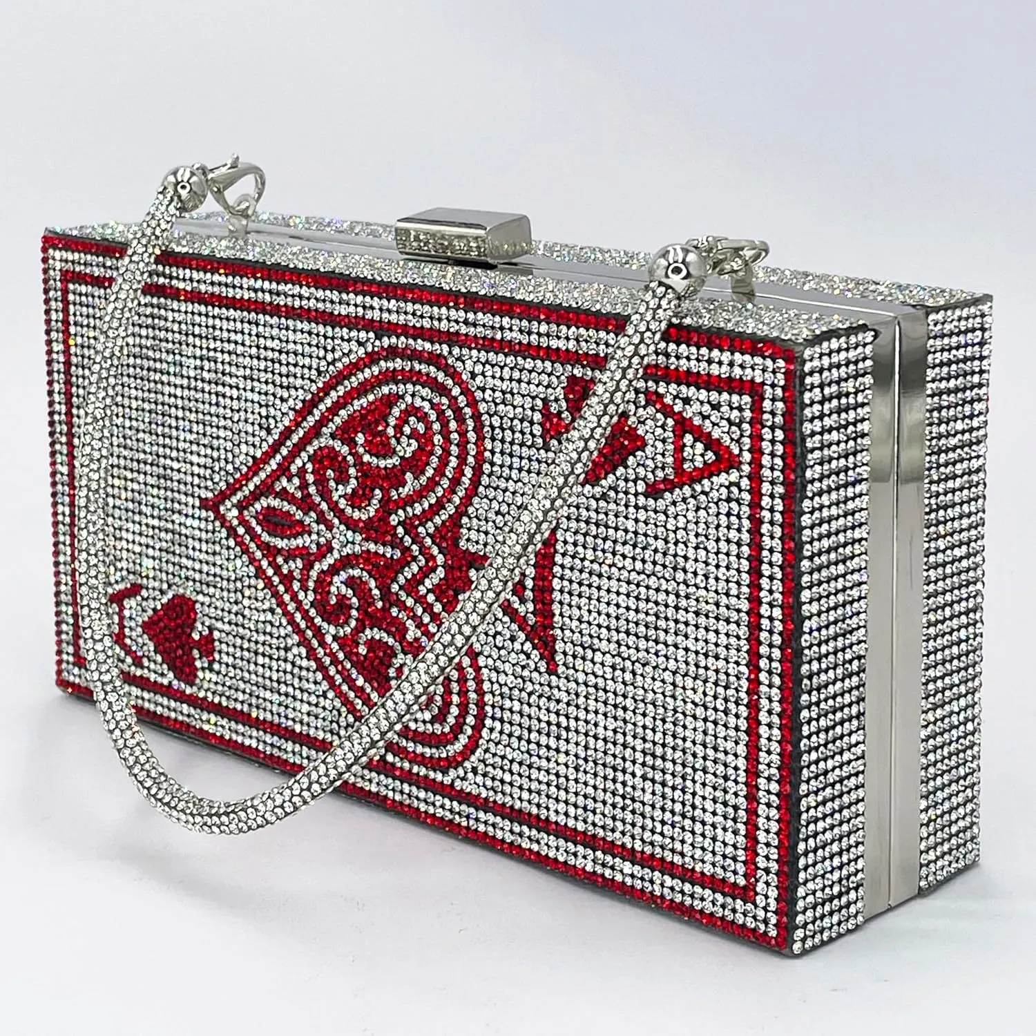 Diamond Sliver Crystal Evening Bag Rhinestone Bling Money Purses Poker Card Handbags Clutch For Party.