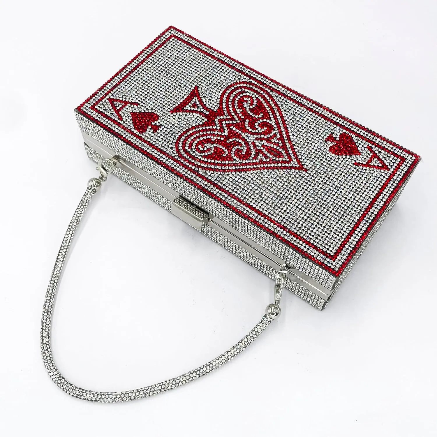 Diamond Sliver Crystal Evening Bag Rhinestone Bling Money Purses Poker Card Handbags Clutch For Party.