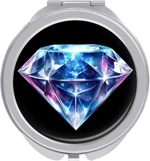 Diamond Universe Symbol Compact Makeup Mirror Mini Foldable Cosmetic Mirror Portable Travel Mirror for Purse Pocket