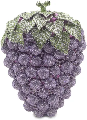 DJBM Women Unique Grape Luxury Handbag Hollow Sparkly Diamond Chain Purse for Evening Party