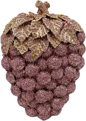 DJBM Women Unique Grape Luxury Handbag Hollow Sparkly Diamond Chain Purse for Evening Party