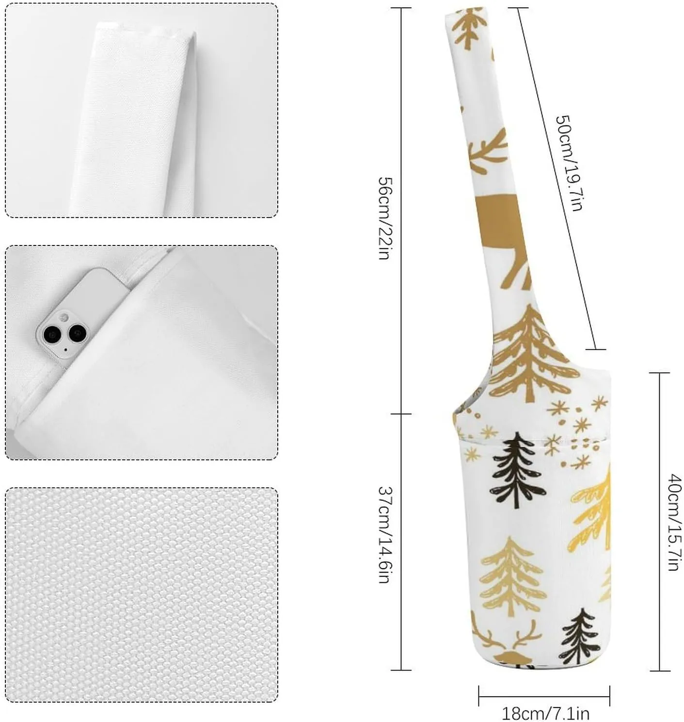 Donnapink Yoga Mat Bag, Canvas Storage Bag with Pocket Shoulder Strap, Fashion Mat Bag