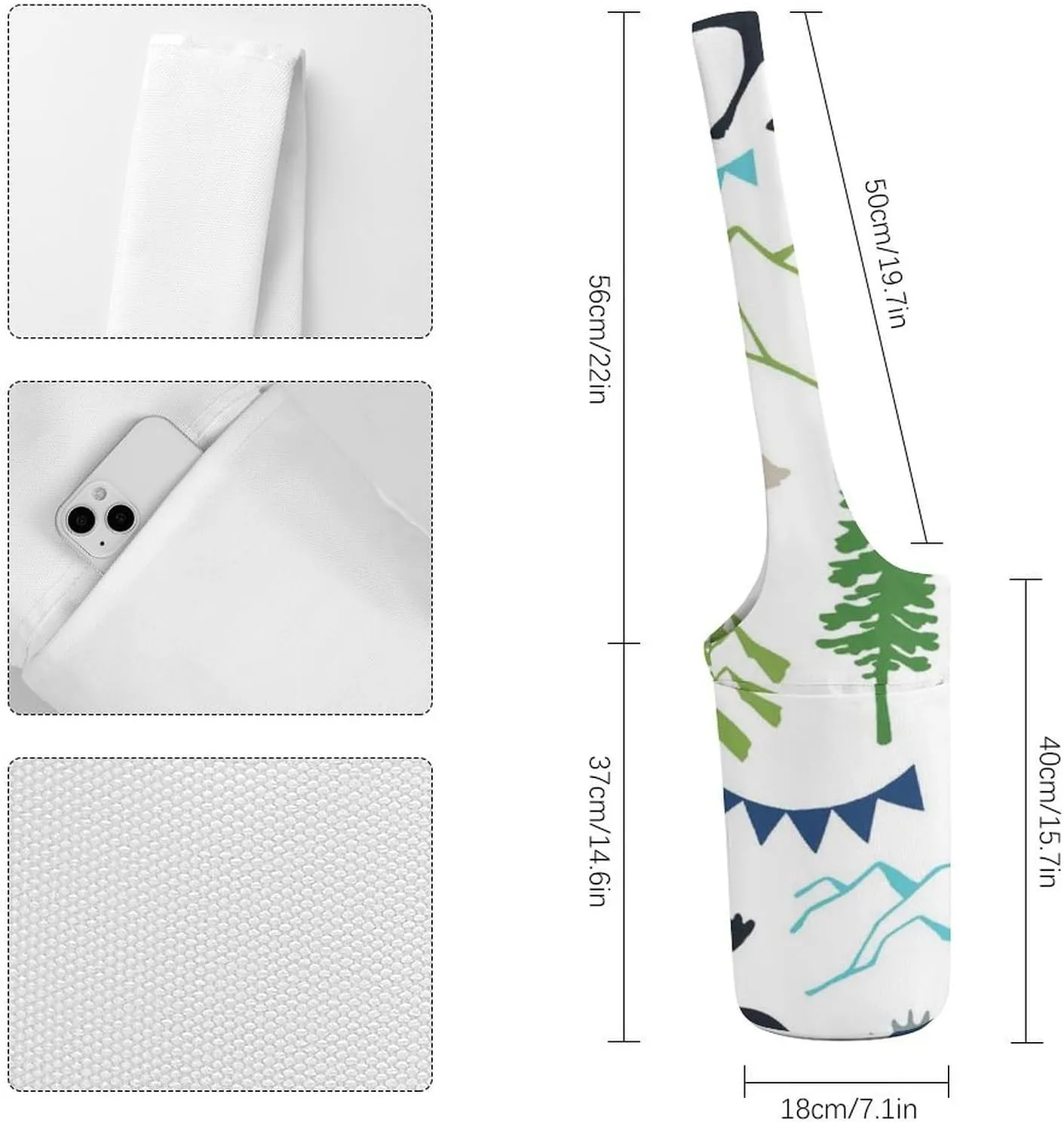 Donnapink Yoga Mat Bag, Canvas Storage Bag with Pocket Shoulder Strap, Fashion Mat Bag