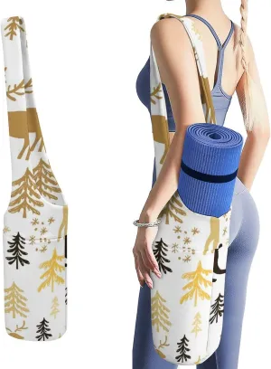 Donnapink Yoga Mat Bag, Canvas Storage Bag with Pocket Shoulder Strap, Fashion Mat Bag