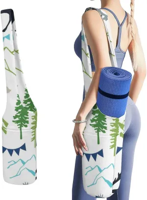 Donnapink Yoga Mat Bag, Canvas Storage Bag with Pocket Shoulder Strap, Fashion Mat Bag