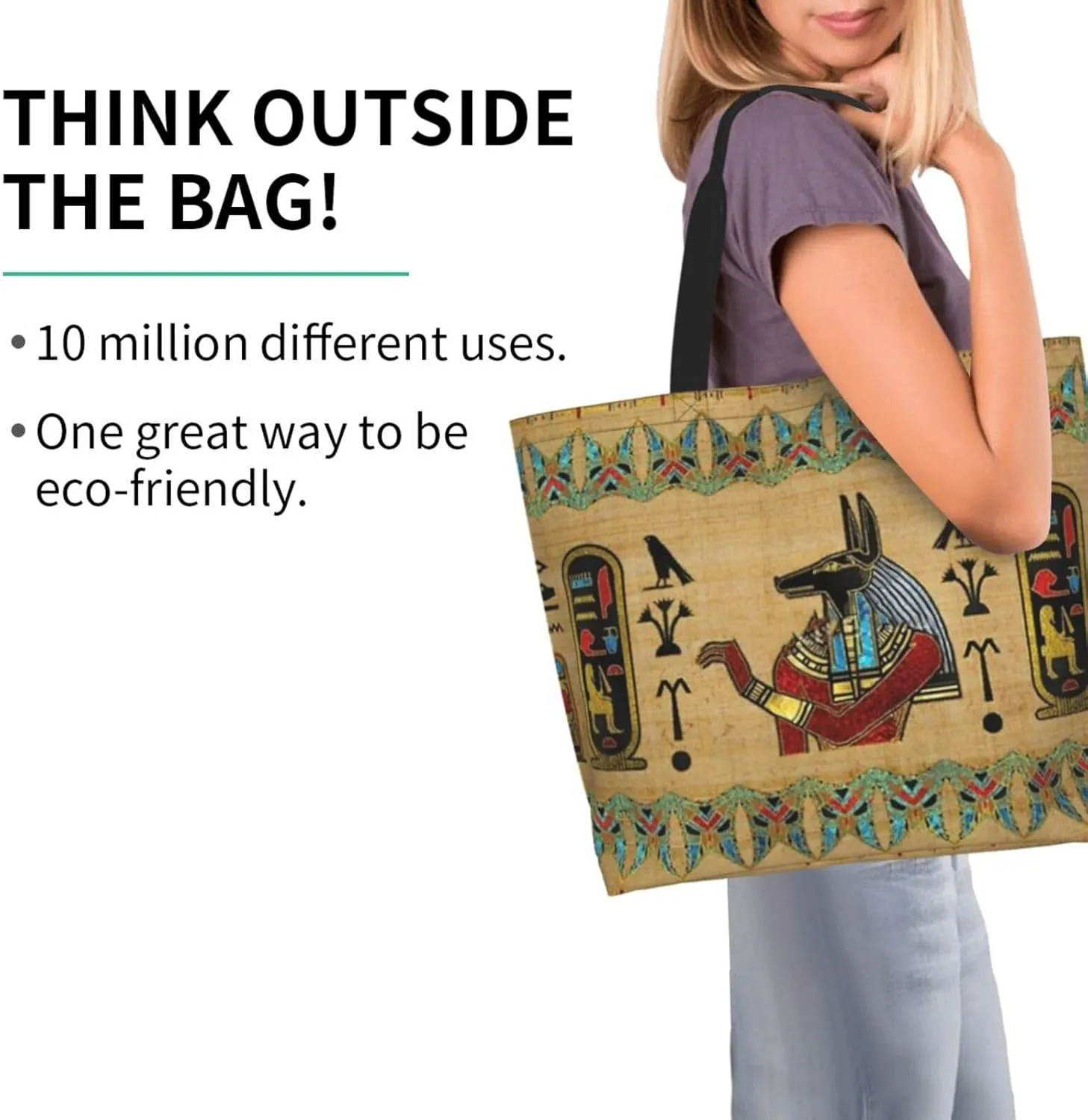 Egypt Canvas Tote Bag Ancient Egypt Shoulder Bag African Handbag Casual Egyptian Grocery Bag for Egypt Travel
