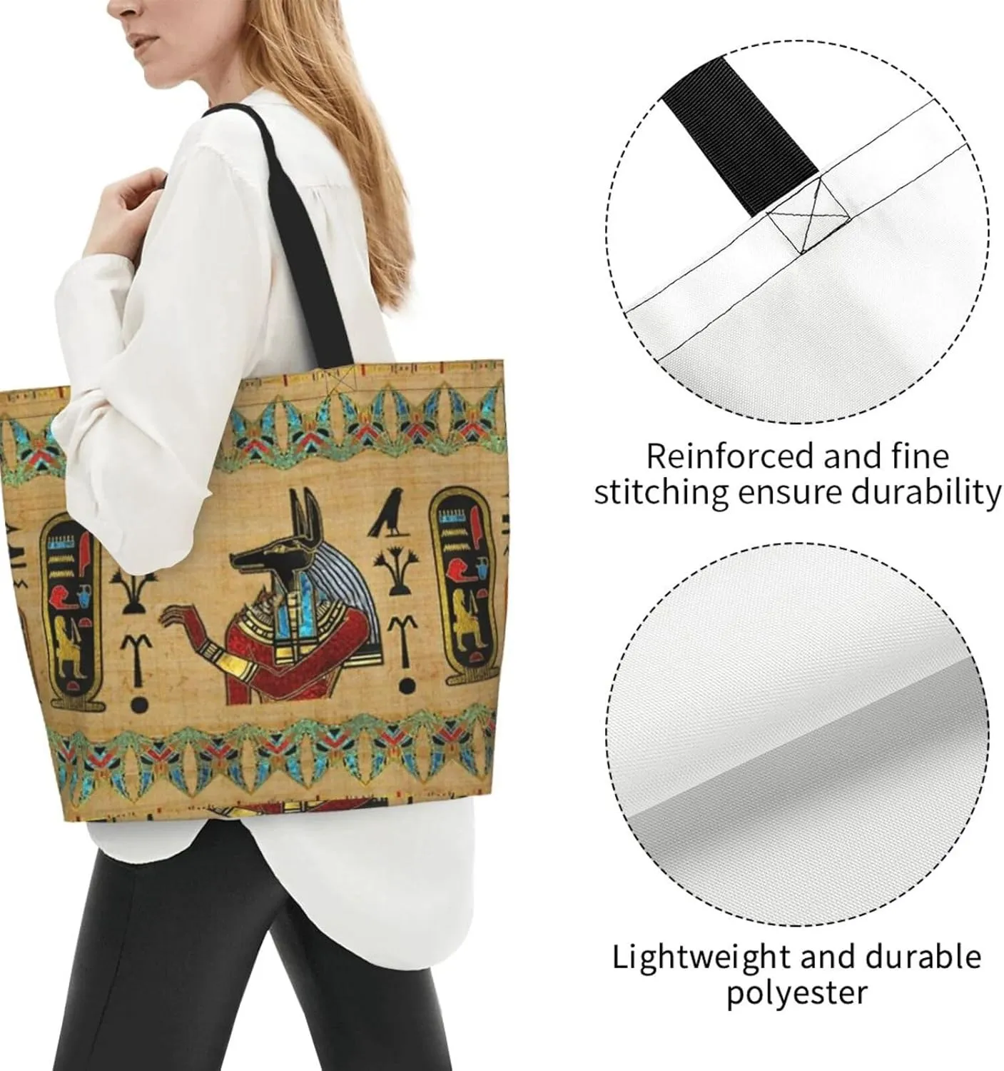 Egypt Canvas Tote Bag Ancient Egypt Shoulder Bag African Handbag Casual Egyptian Grocery Bag for Egypt Travel
