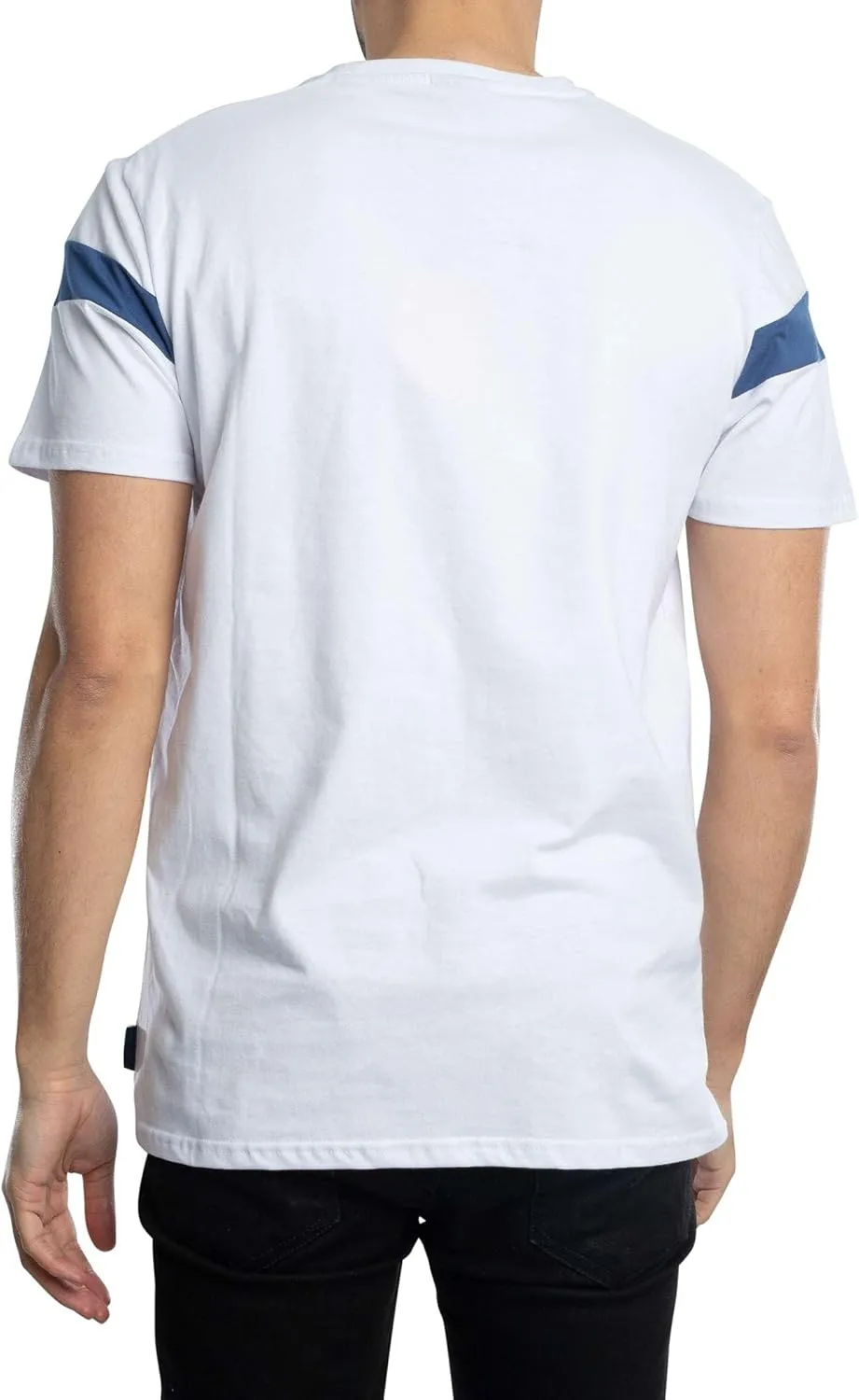 ellesse Caserio T-Shirt, White, Striped Design with Logo