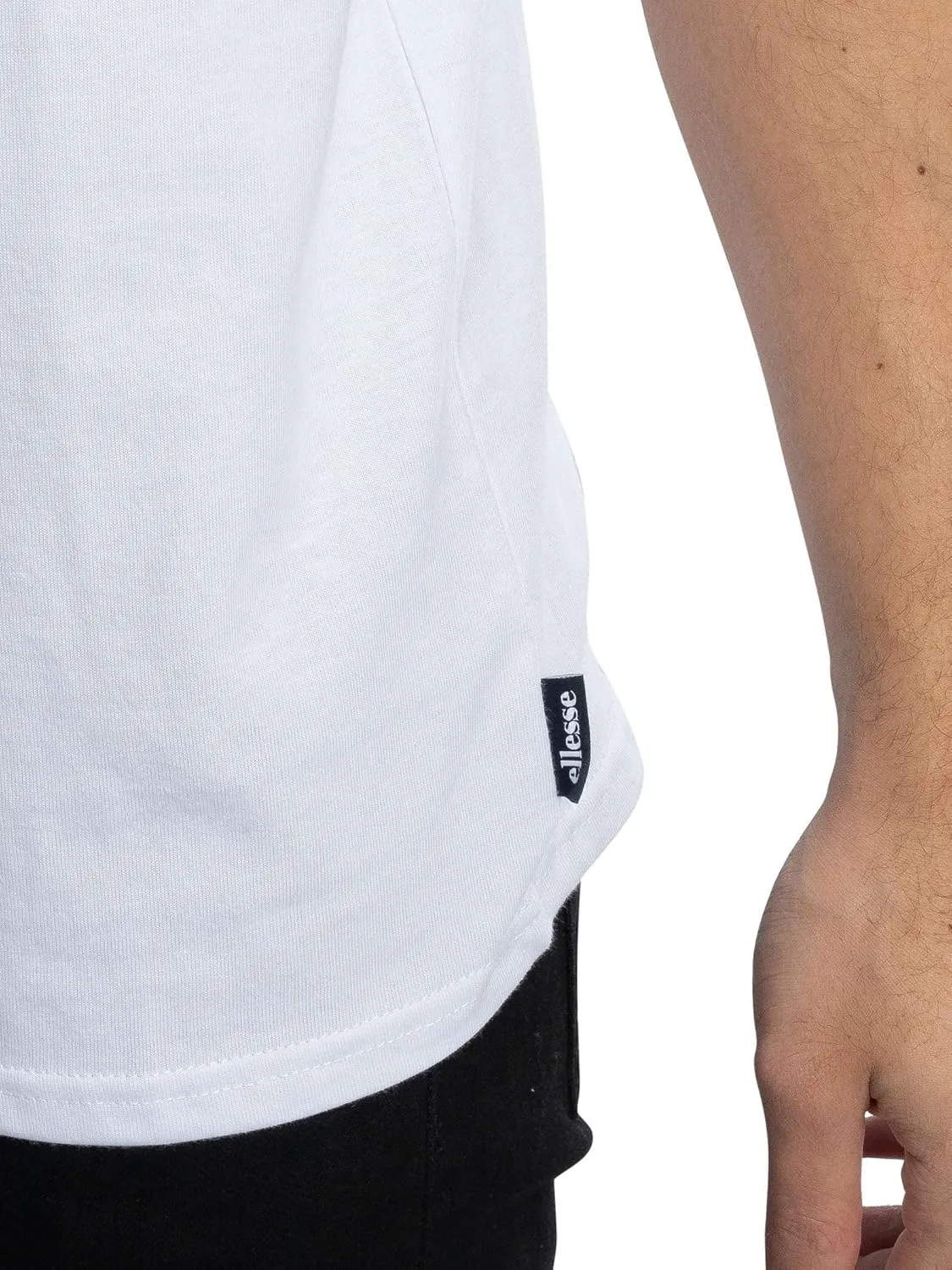 ellesse Caserio T-Shirt, White, Striped Design with Logo