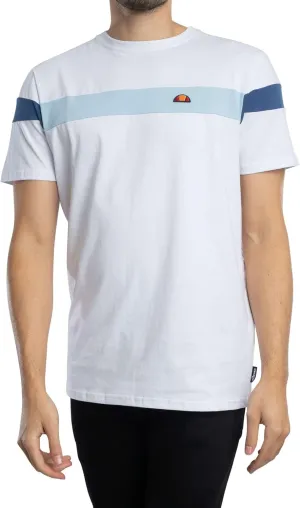 ellesse Caserio T-Shirt, White, Striped Design with Logo