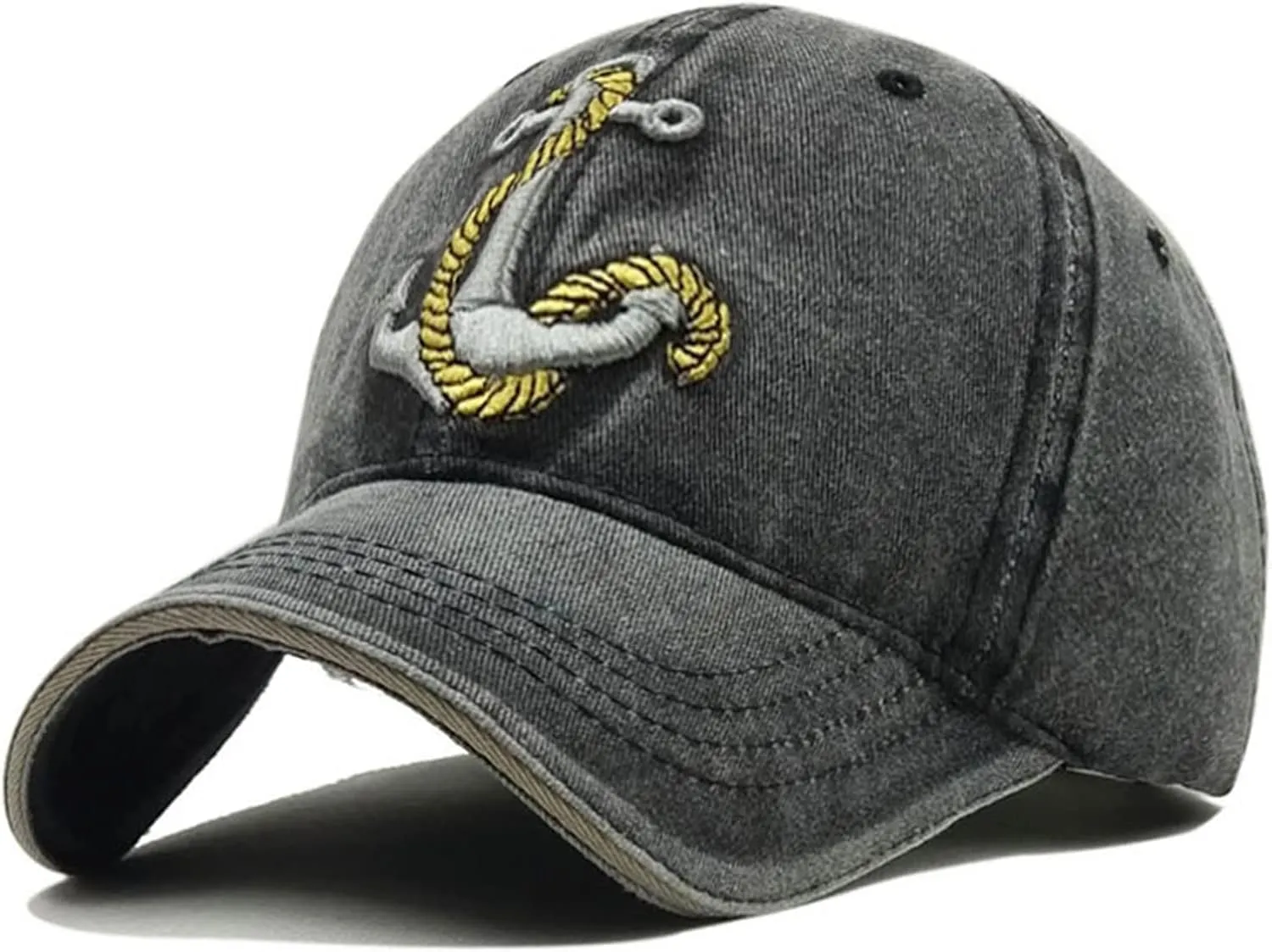 Embroidered Anchor Baseball Hat, Retro Captain Fishing Sailing Dad Cap, Adjustbale Back Strap