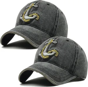 Embroidered Anchor Baseball Hat, Retro Captain Fishing Sailing Dad Cap, Adjustbale Back Strap