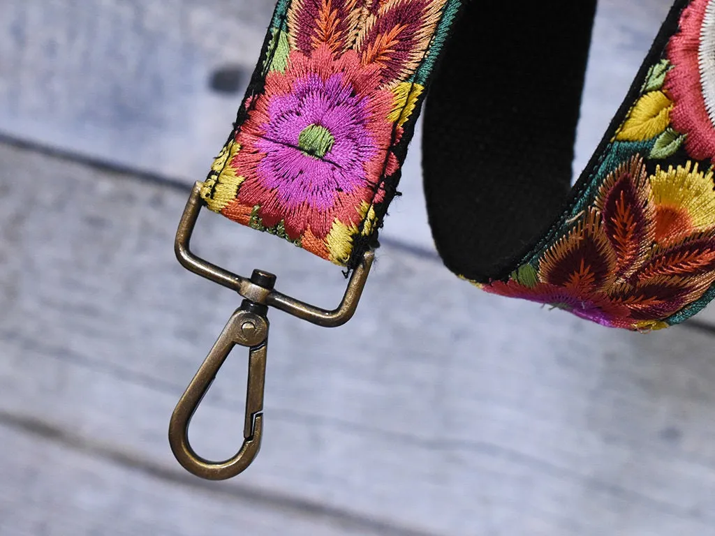 Embroidered Purse Strap Crossbody Strap for Purses Boho Bage Strap Embroidery Replacement Strap Boho Guitar Strap Handbag Strap gift for her