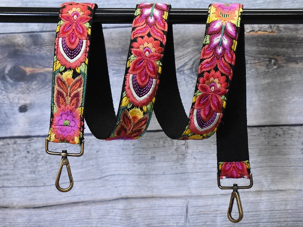 Embroidered Purse Strap Crossbody Strap for Purses Boho Bage Strap Embroidery Replacement Strap Boho Guitar Strap Handbag Strap gift for her