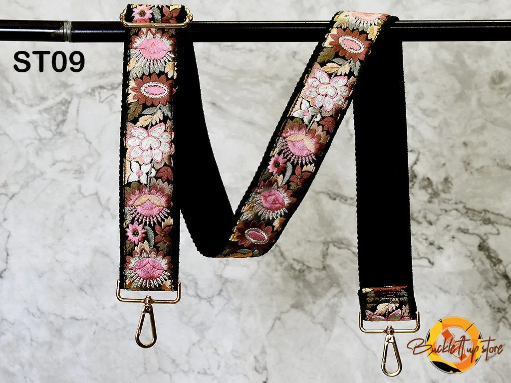 Embroidered Purse Strap Crossbody Strap for Purses Boho Bags Strap Embroidery Replacement Strap Boho Guitar Strap Handbag Strap gift for her