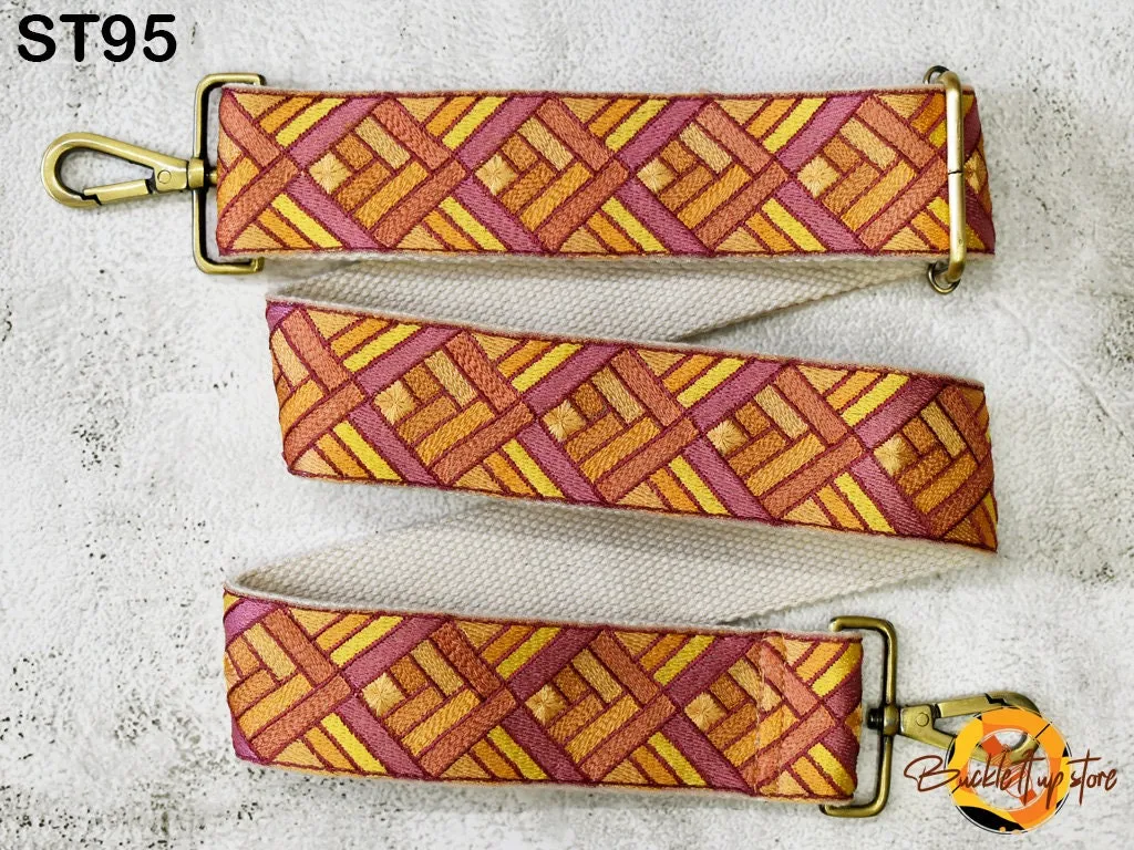 Embroidered Purse Strap Crossbody Strap for Purses Boho Bags Strap Embroidery Replacement Strap Boho Guitar Strap Handbag Strap gift for mom
