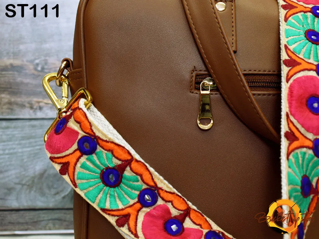Embroidered Purse Strap Crossbody Strap for Purses Handbag Boho Bag Strap Floral Embroidery Replacement Strap Boho Guitar Strap Gift for her