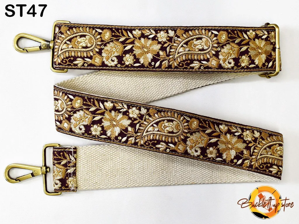 Embroidered Purse Strap Crossbody Strap for Purses Handbag Boho Bag Strap Floral Embroidery Replacement Strap Boho Guitar Strap Gift for her