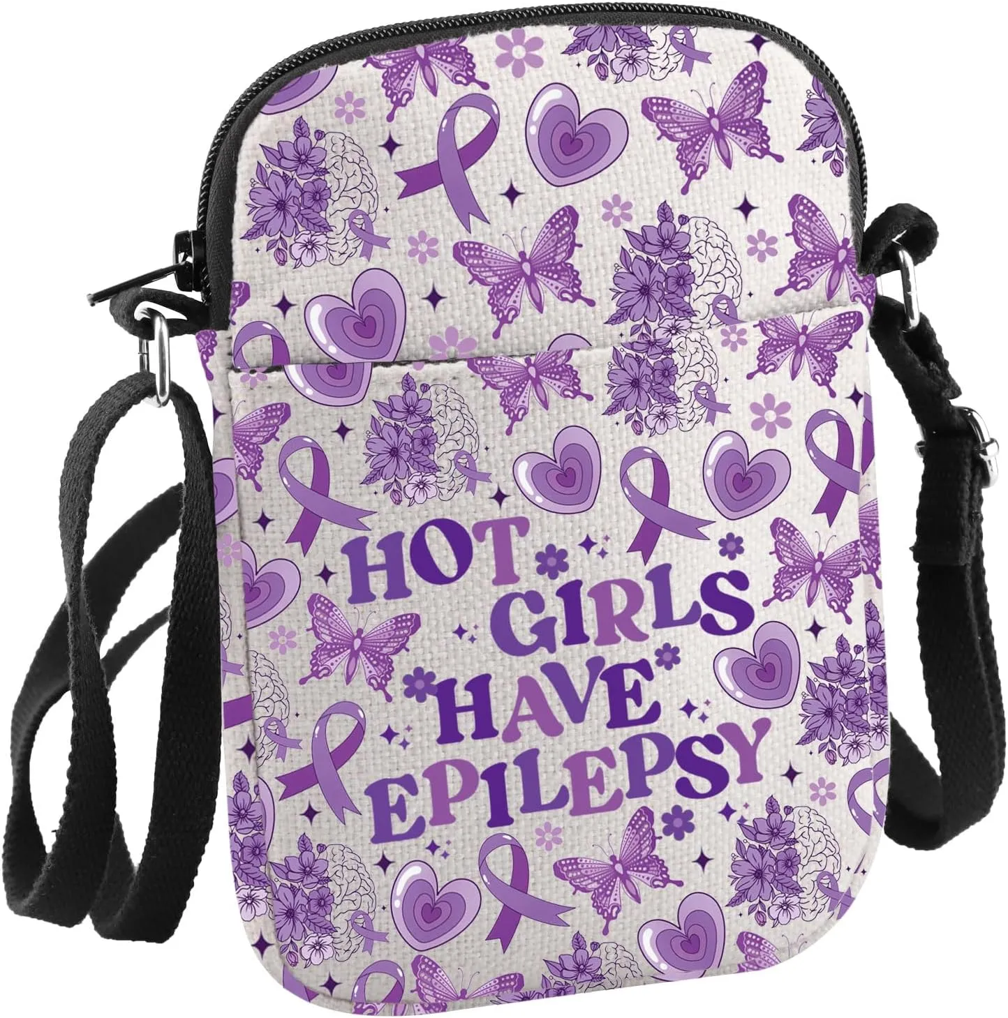 Epilepsy Awareness Gift Hot Girls Have Epilepsy Cossbody Bag Purple Ribbon Month Gift