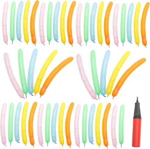 ERINGOGO 100pcs Balloons Pump for Parties Long Party Supplies Striped Rocket Style Inflatable Toys for Boys and Girls Random