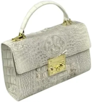 Exotic Genuine Alligator Leather Lady Flap Purse Authentic Crocodile Skin Women's Small White Handbag Female Single Shoulder Bag