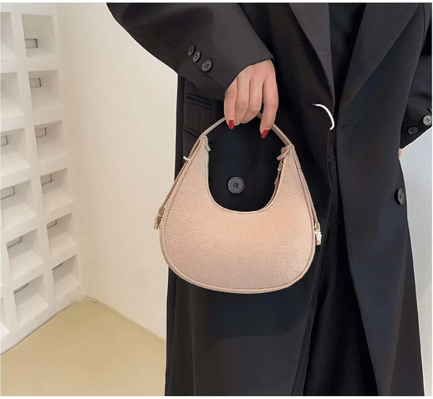 Fashion Alligator Pattern Shoulder Bags for Women Small Handle Underarm Bag Clutch Felt Female Handbag with Purse