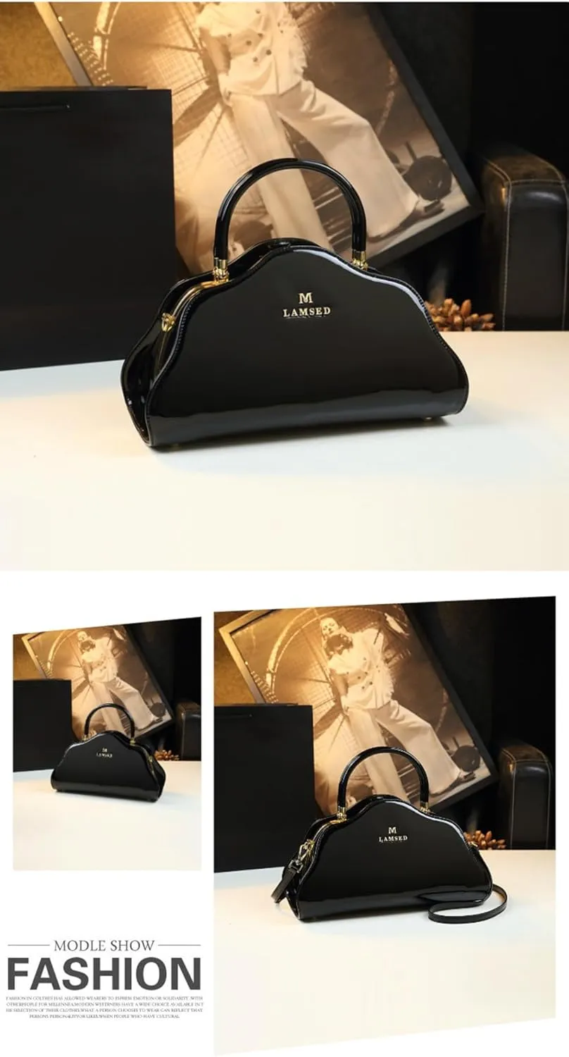 Fashion Leather Cloud Bag For Women Top Handle Satchel Handbags Hard Purses Shoulder Messenger Bags With Diamond Buckle