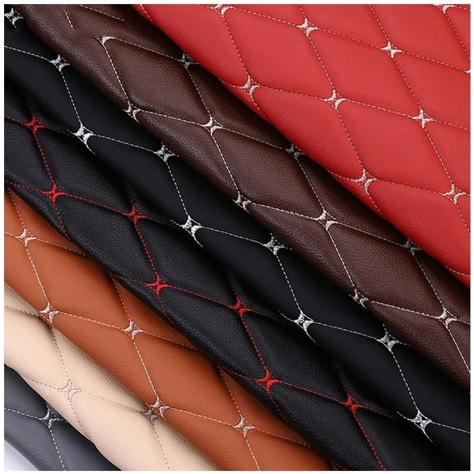 Faux leather fabric，Sewing leather material， Faux Leather Fabric Leather Diamond Stitch Padded Cushion Linen Wadding Faux Automotive, Furniture Upholstery, Diy Projects, Headboards, Home Decor(Black 2