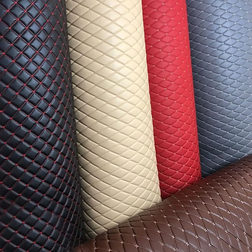 Faux leather fabric，Sewing leather material， Faux Leather Fabric Leather Diamond Stitch Padded Cushion Linen Wadding Faux Automotive, Furniture Upholstery, Diy Projects, Headboards, Home Decor(Black 2