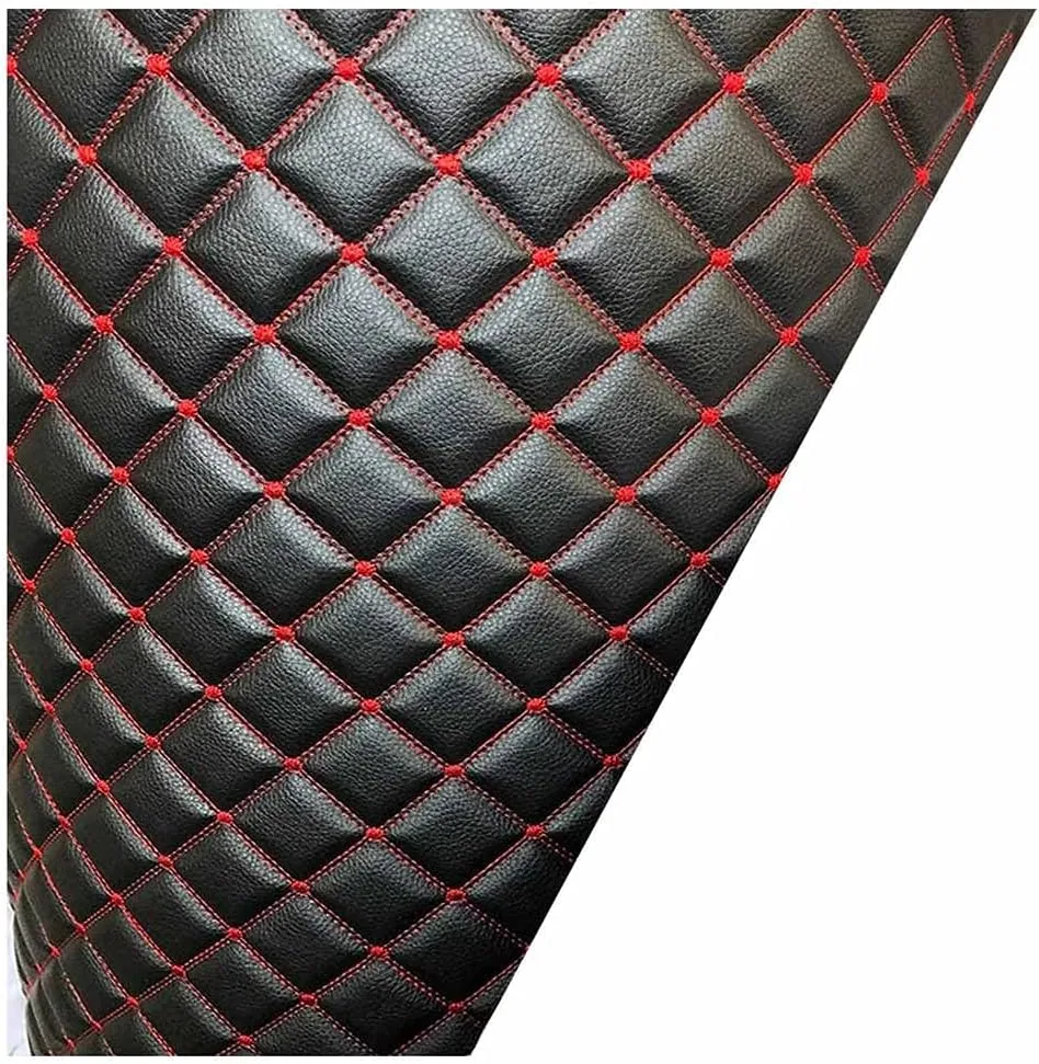 Faux leather fabric，Sewing leather material， Faux Leather Fabric Leather Diamond Stitch Padded Cushion Linen Wadding Faux Automotive, Furniture Upholstery, Diy Projects, Headboards, Home Decor(Black 2