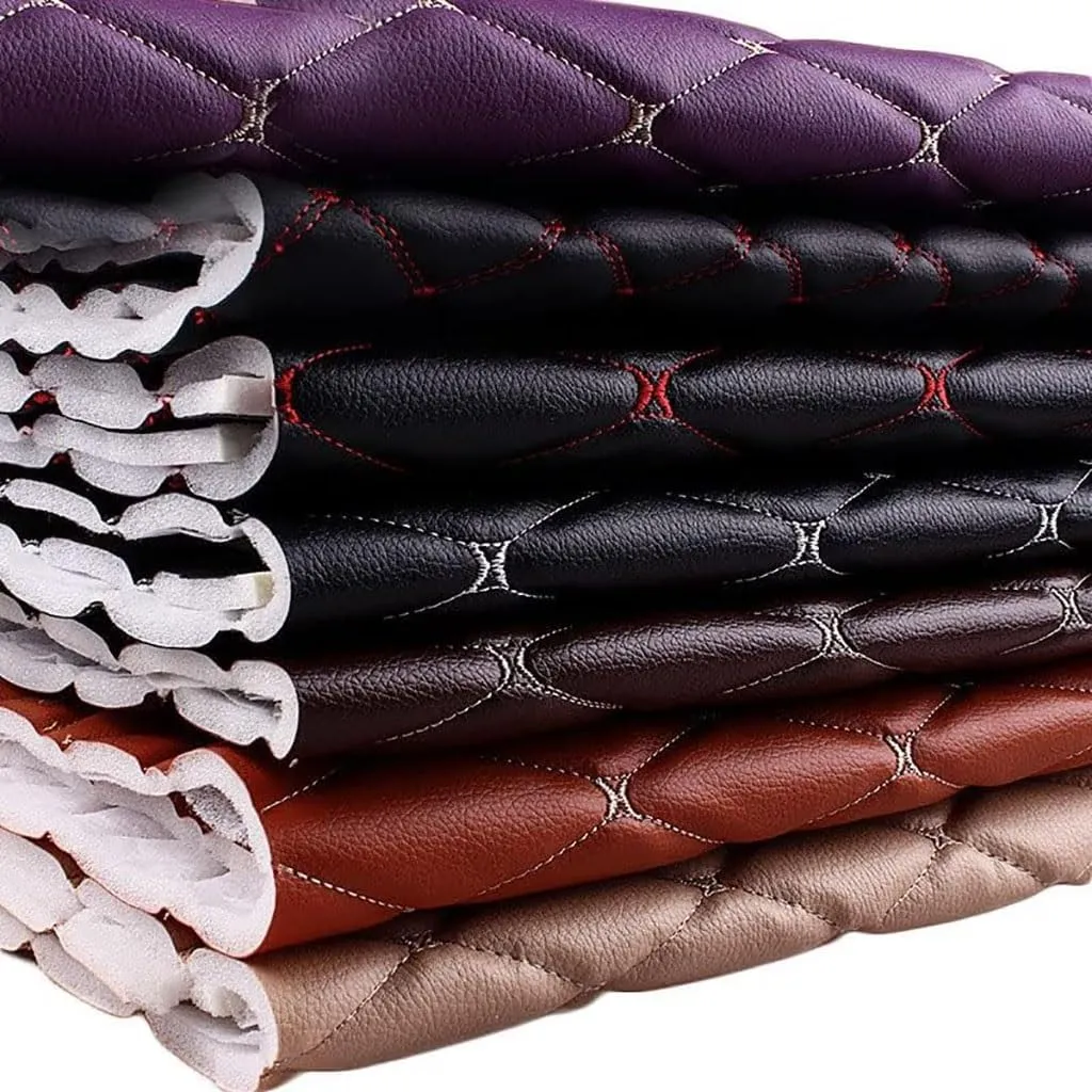 Faux leather fabric，Sewing leather material， Faux Leather Fabric Leather Diamond Stitch Padded Cushion Linen Wadding Faux Automotive, Furniture Upholstery, Diy Projects, Headboards, Home Decor(Black 2
