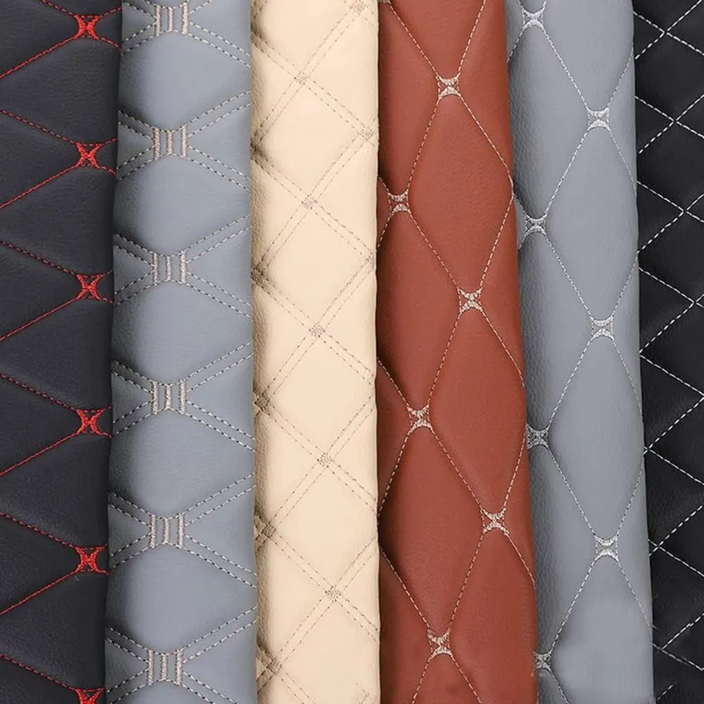 Faux leather fabric，Sewing leather material， Faux Leather Fabric Leather Diamond Stitch Padded Cushion Linen Wadding Faux Automotive, Furniture Upholstery, Diy Projects, Headboards, Home Decor(Black 2