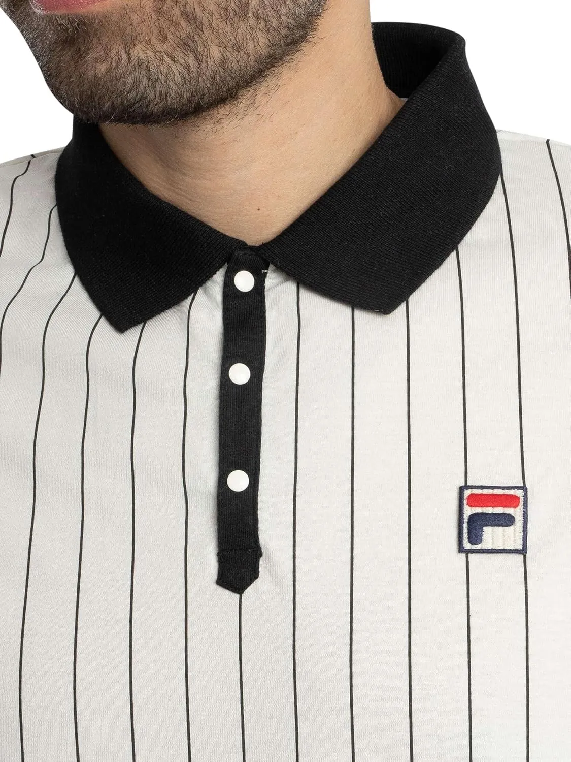 Fila BB1 Classic Vintage Striped Polo- Black/Gardenia