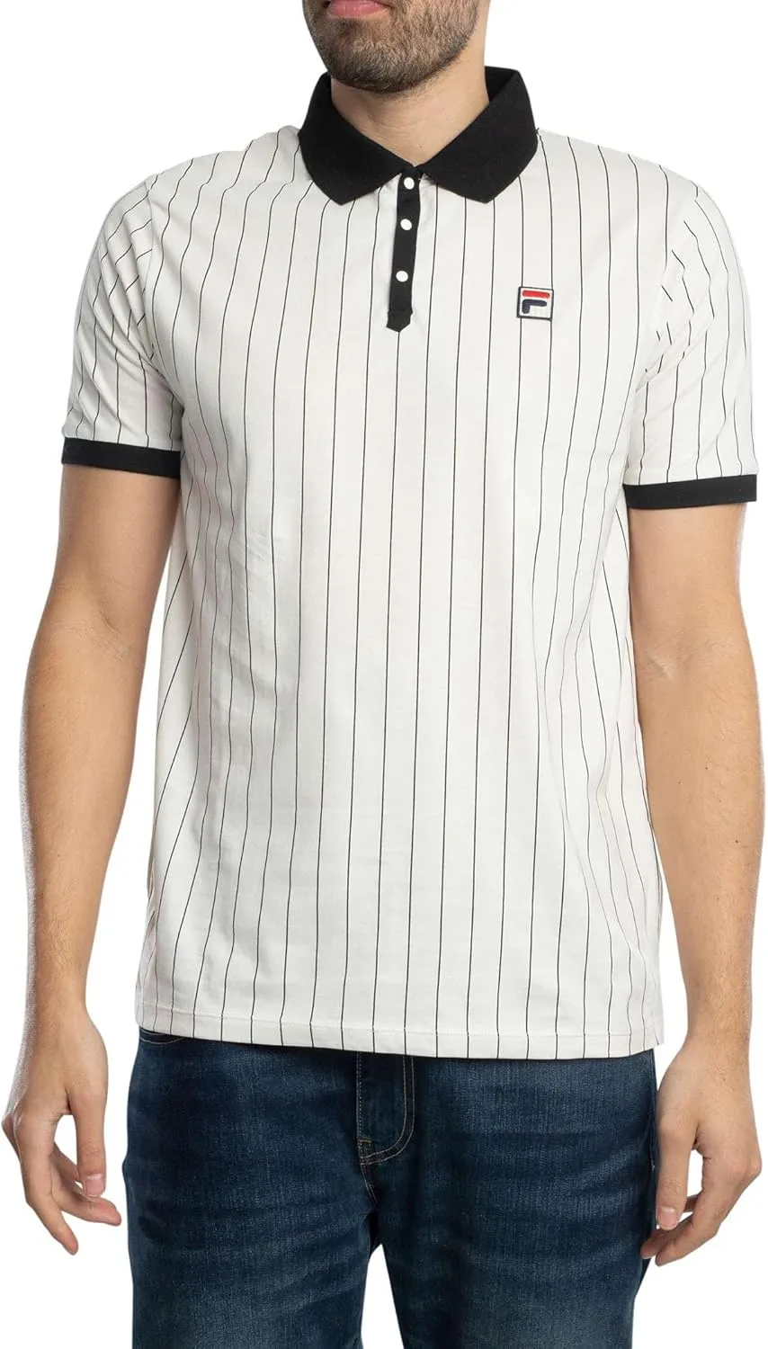 Fila BB1 Classic Vintage Striped Polo- Black/Gardenia