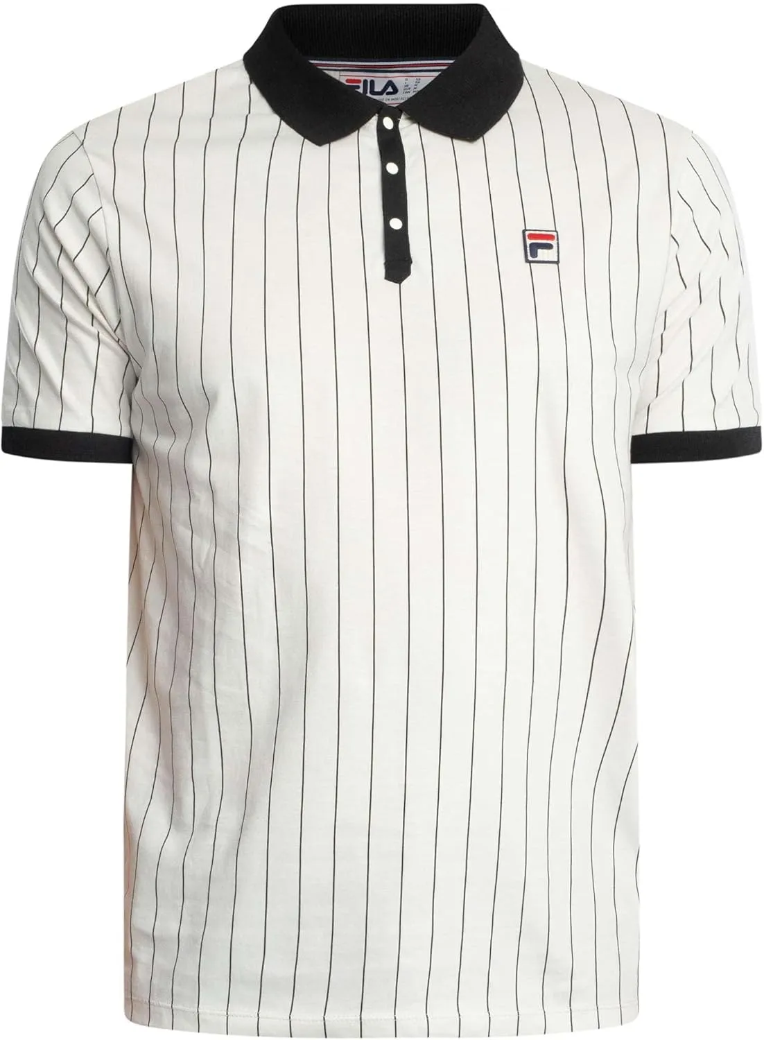 Fila BB1 Classic Vintage Striped Polo- Black/Gardenia