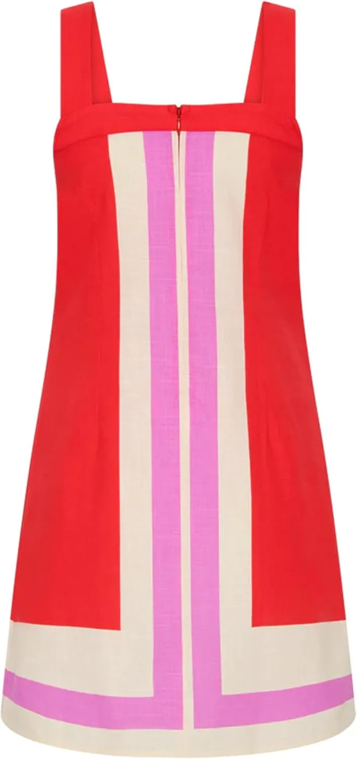 Fiona Jolin Women's Striped Mini Dress Boho Shoulder Strap Sundress Summer Cover Up Dress for Beach