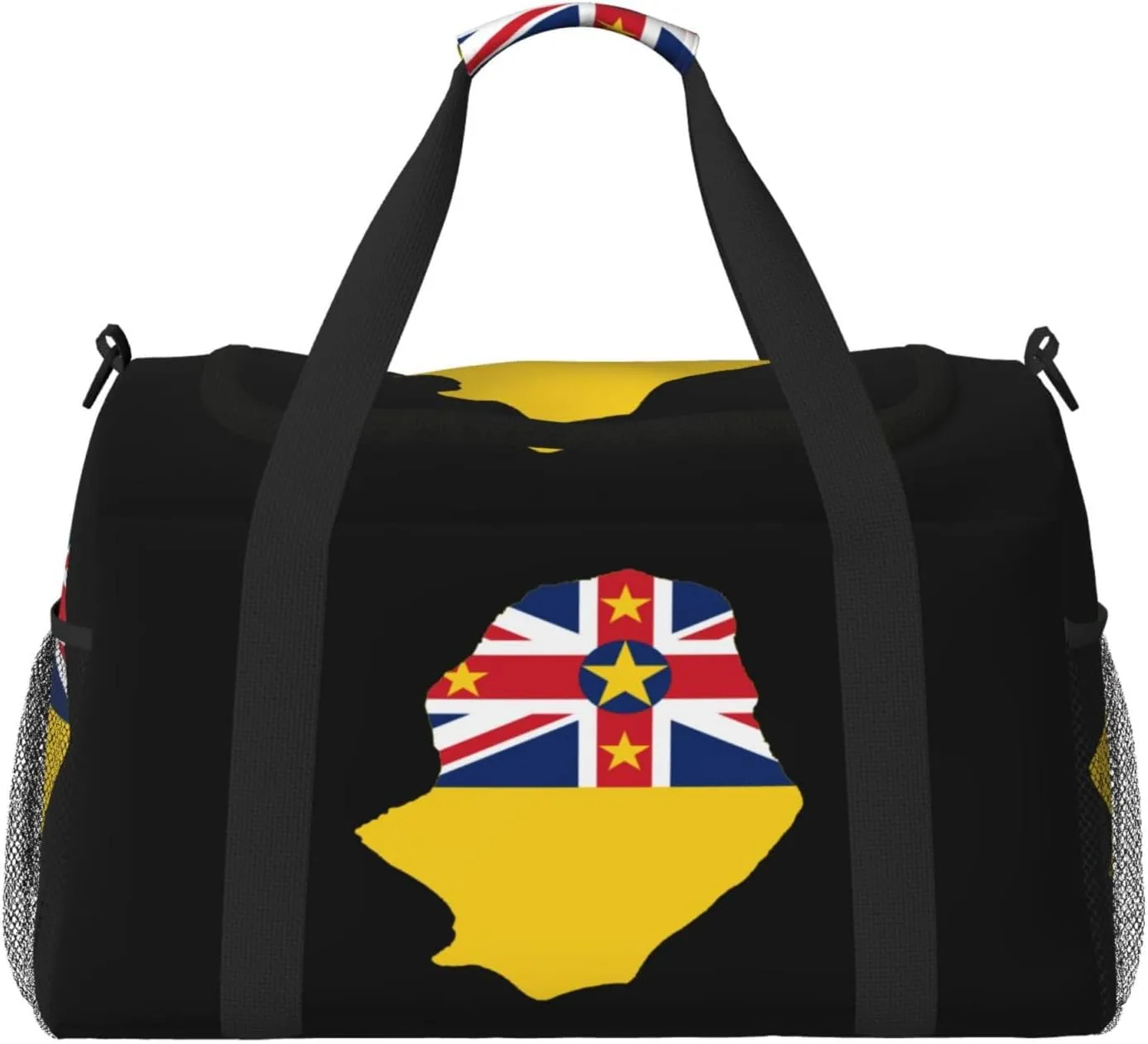 Flag Map Of Niue Travel Duffel Bag Large Foldable Waterproof Overnight Bag For Beach Swim Bags Pool Sports Gym