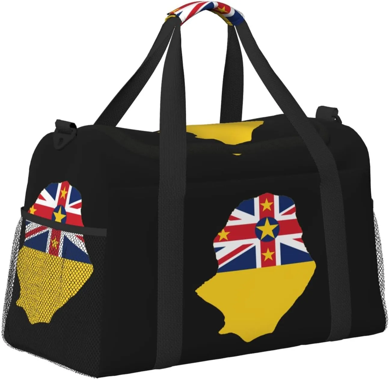 Flag Map Of Niue Travel Duffel Bag Large Foldable Waterproof Overnight Bag For Beach Swim Bags Pool Sports Gym