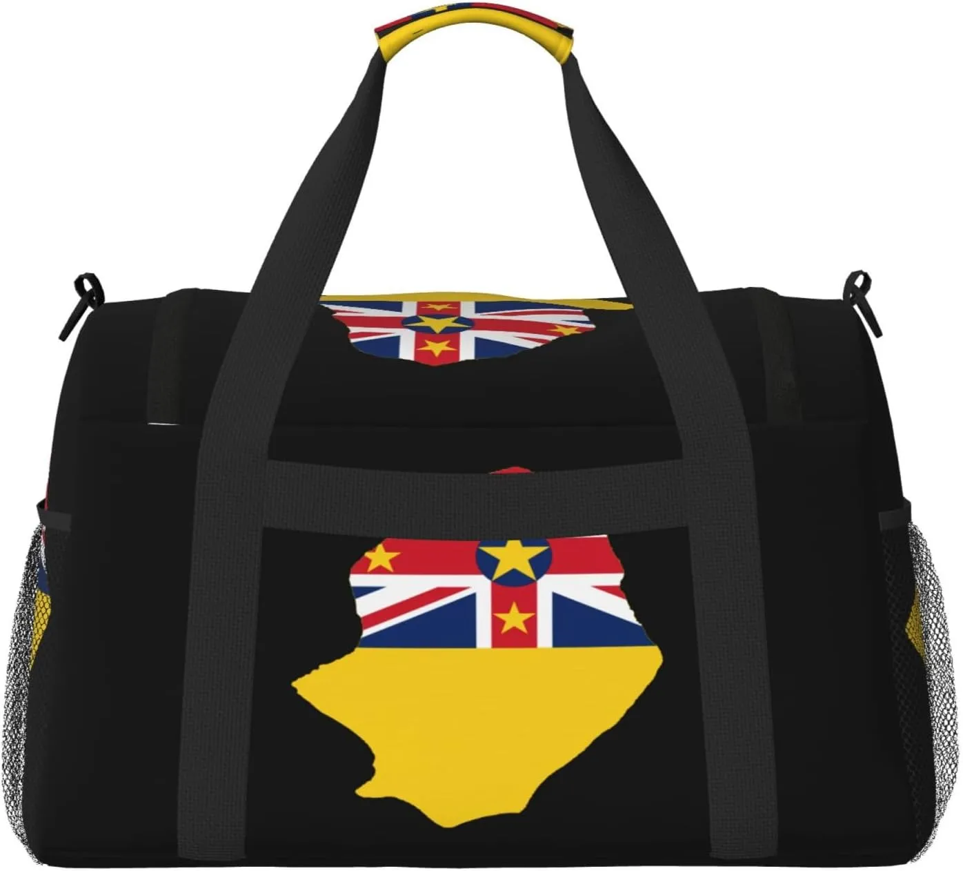 Flag Map Of Niue Travel Duffel Bag Large Foldable Waterproof Overnight Bag For Beach Swim Bags Pool Sports Gym
