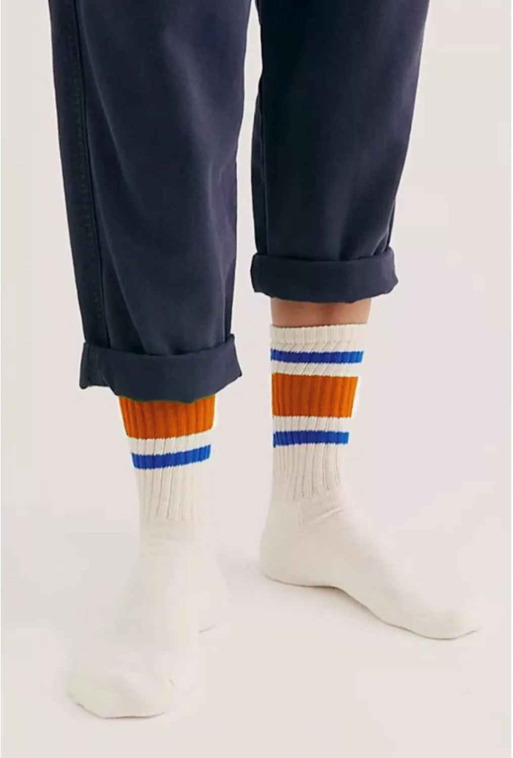 Fun Novelty Striped Retro Crew Socks For Women Sporty Calf Casual Cotton Socks Women