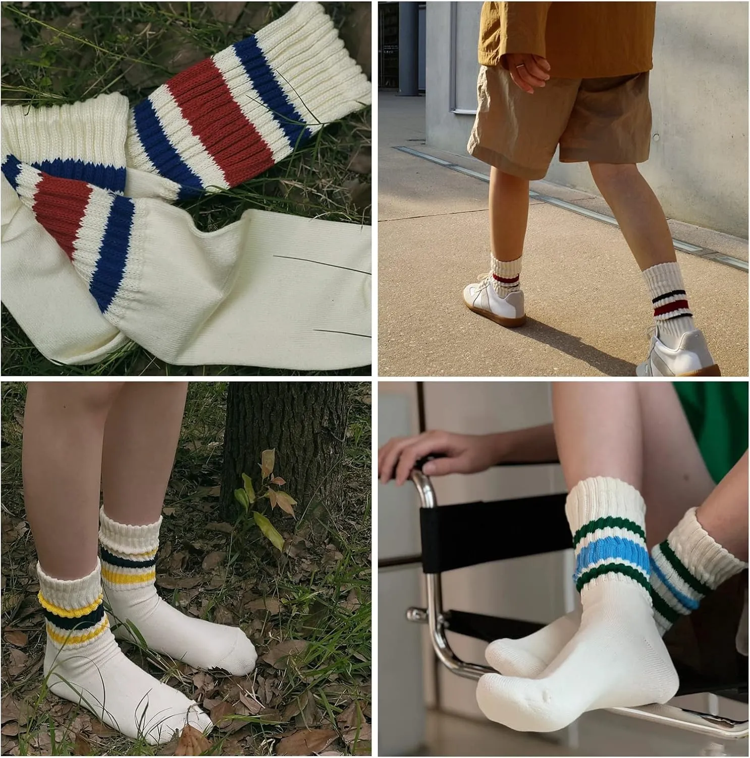 Fun Novelty Striped Retro Crew Socks For Women Sporty Calf Casual Cotton Socks Women