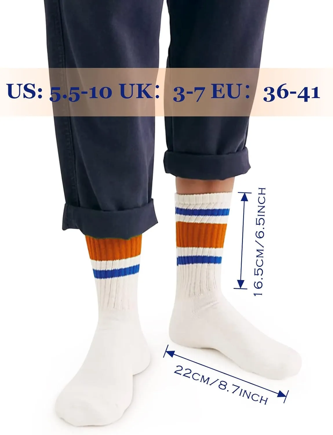 Fun Novelty Striped Retro Crew Socks For Women Sporty Calf Casual Cotton Socks Women