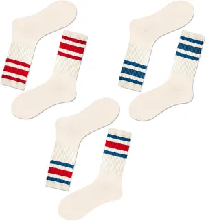 Fun Novelty Striped Retro Crew Socks For Women Sporty Calf Casual Cotton Socks Women