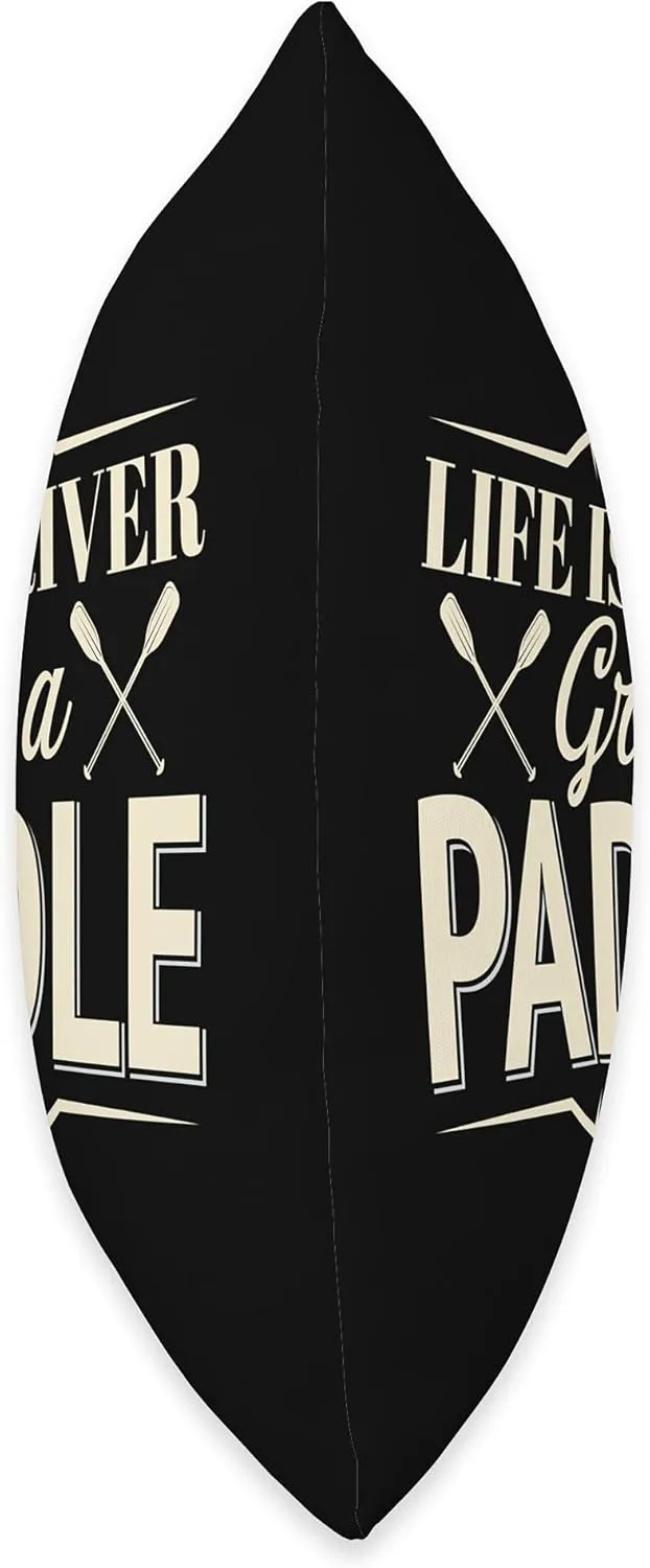 Funny Life Is A River Grab A Paddle River Rafting Throw Pillow
