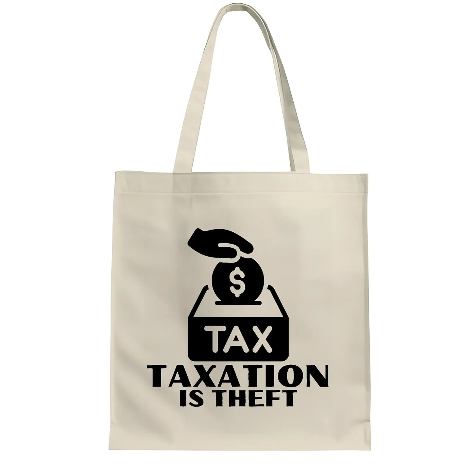 Funny Tax Day Gift Idea for Tax Collectors with Sarcastic Saying and Humor Natural White Multicolor Canvas Tote Bag
